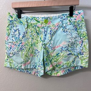 Lilly Pulitzer Blue and Green Patterned Women Shorts